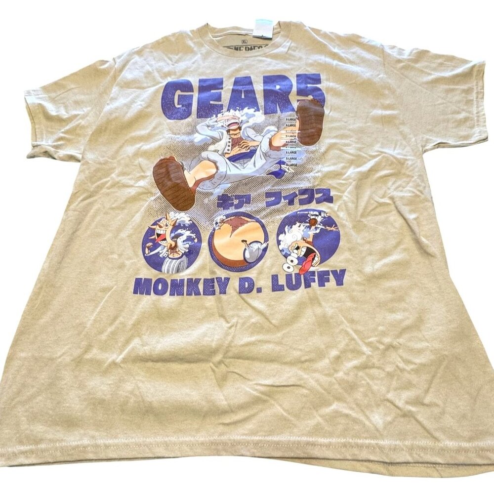 NWT One Piece Monkey D. Luffy Gear 5 X Large Graphic Tee NWT Beige 100% Cotton A